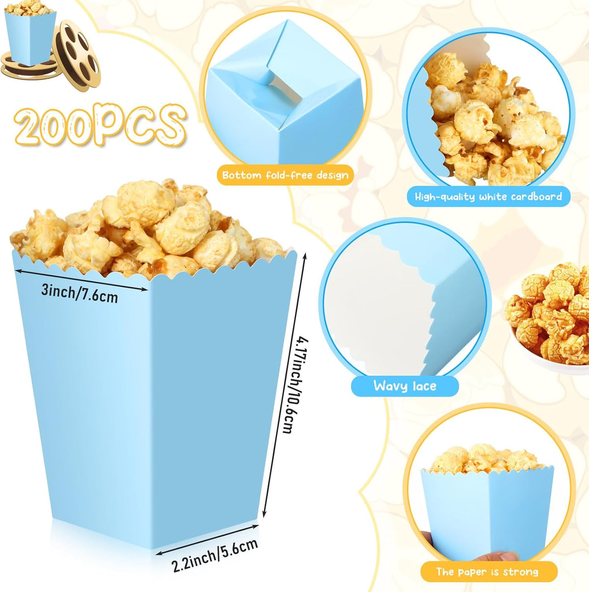 200 Pcs Popcorn Boxes Mini Paper Popcorn Box Cardboard Popcorn Container for Party Disposable Snack
