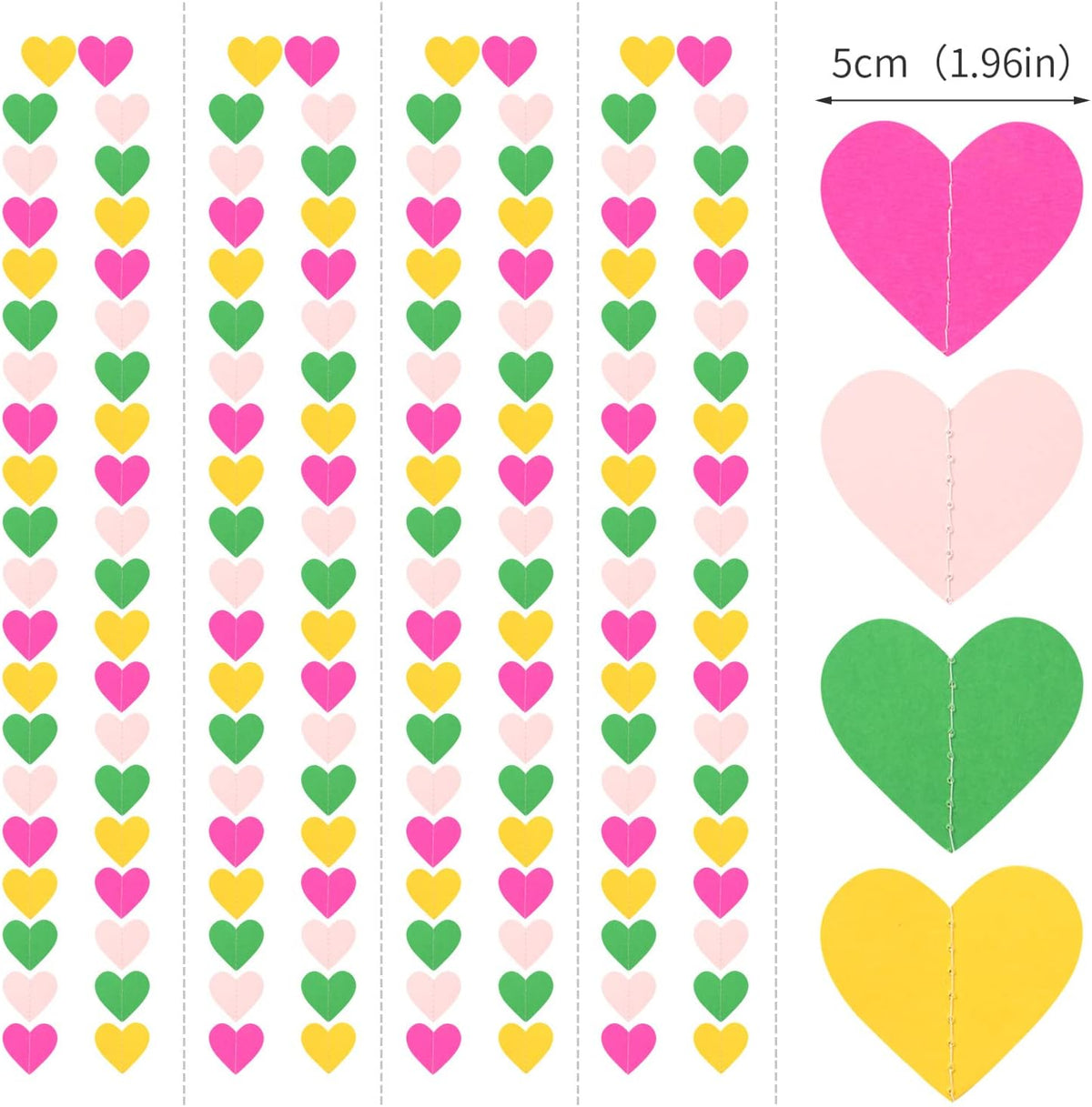 Hawaii Pool Party-Decorations Love-Heart Garland - 52Ft Tropical Jungle Birthday Bachelorette