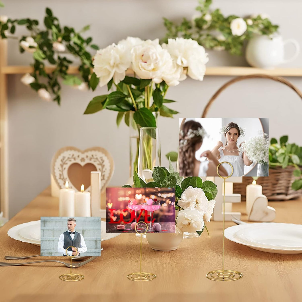 Teling 36 Pieces Table Number Holders 3 Size Place Card Holder Name Numbers Menu Memo Note Card