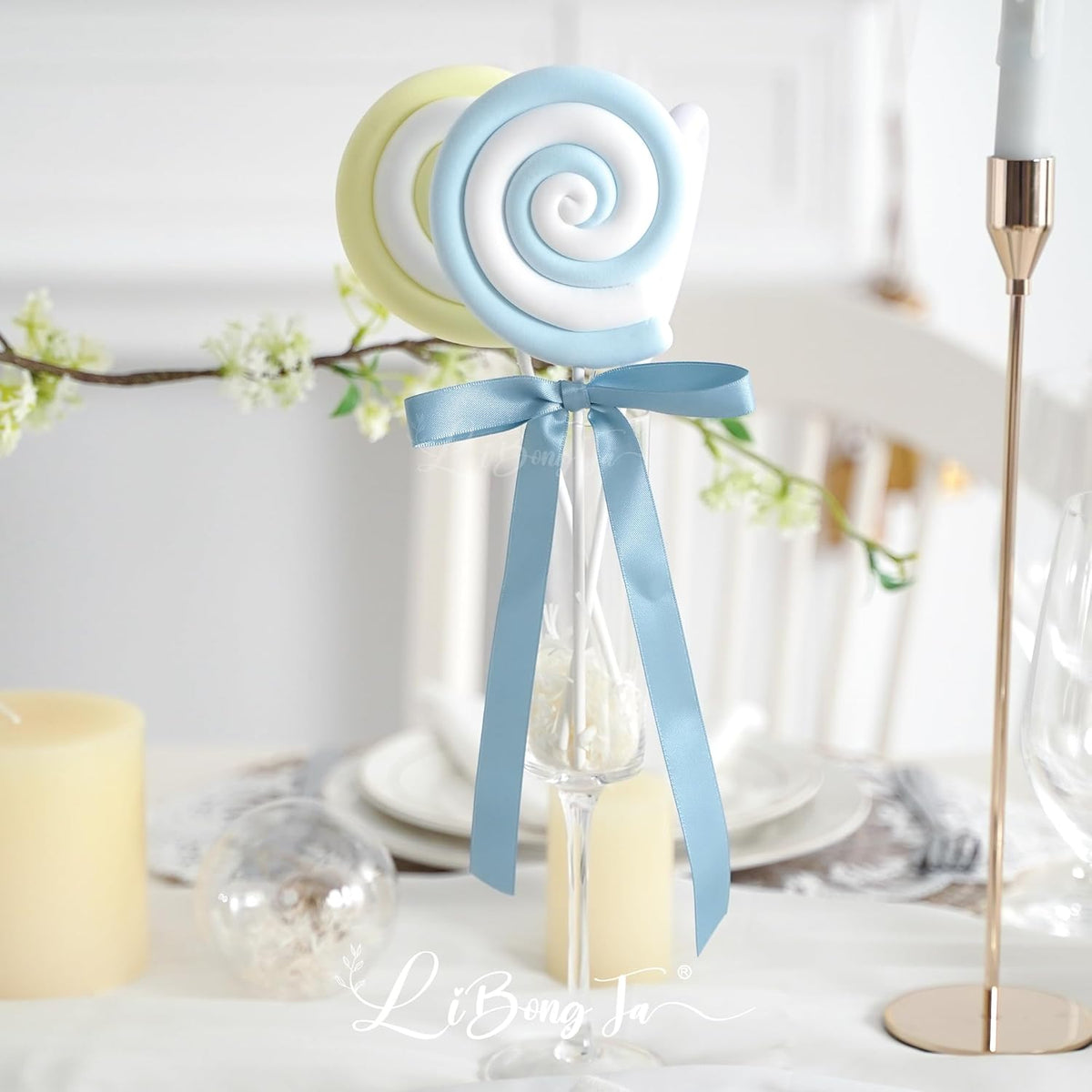 50 PCs Dusty Blue Bow 5 Inch Long Tail Bows for Gift Wrapping, Easter Bow Party Decorations, Twist