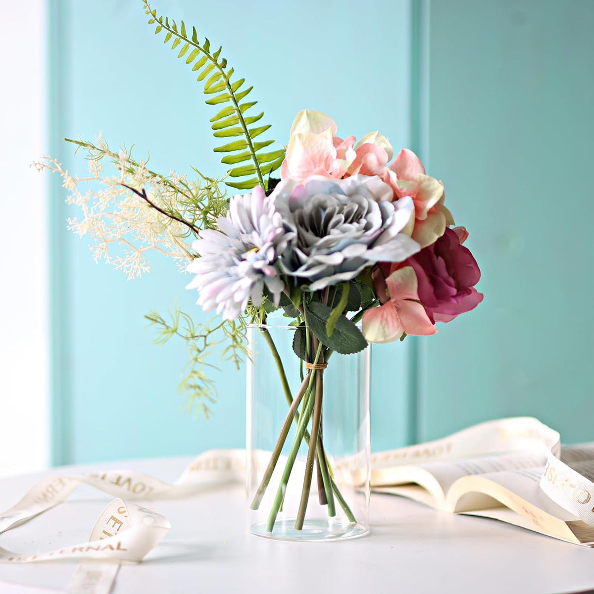 12Pcs Glass Cylinder vases for Centerpieces, 6 Inches Clear Bud Vases for Wedding