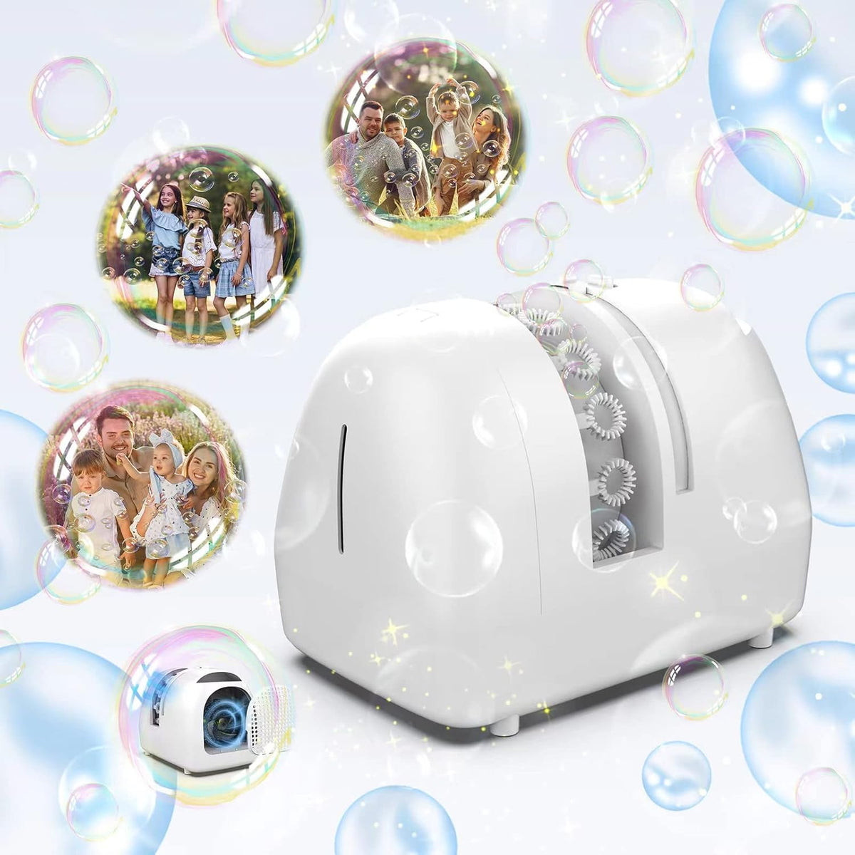 Bubble Machine for Kids Parties Bubble Maker Operated by Plugin or Batteries Outdoors Blower Life