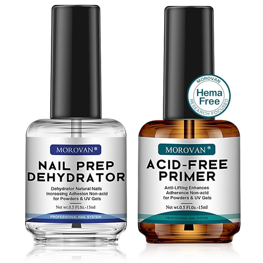 Morovan Professional Natural Nail Prep Dehydrate and Acid-Free Primer, Dehydrator for Acrylic and