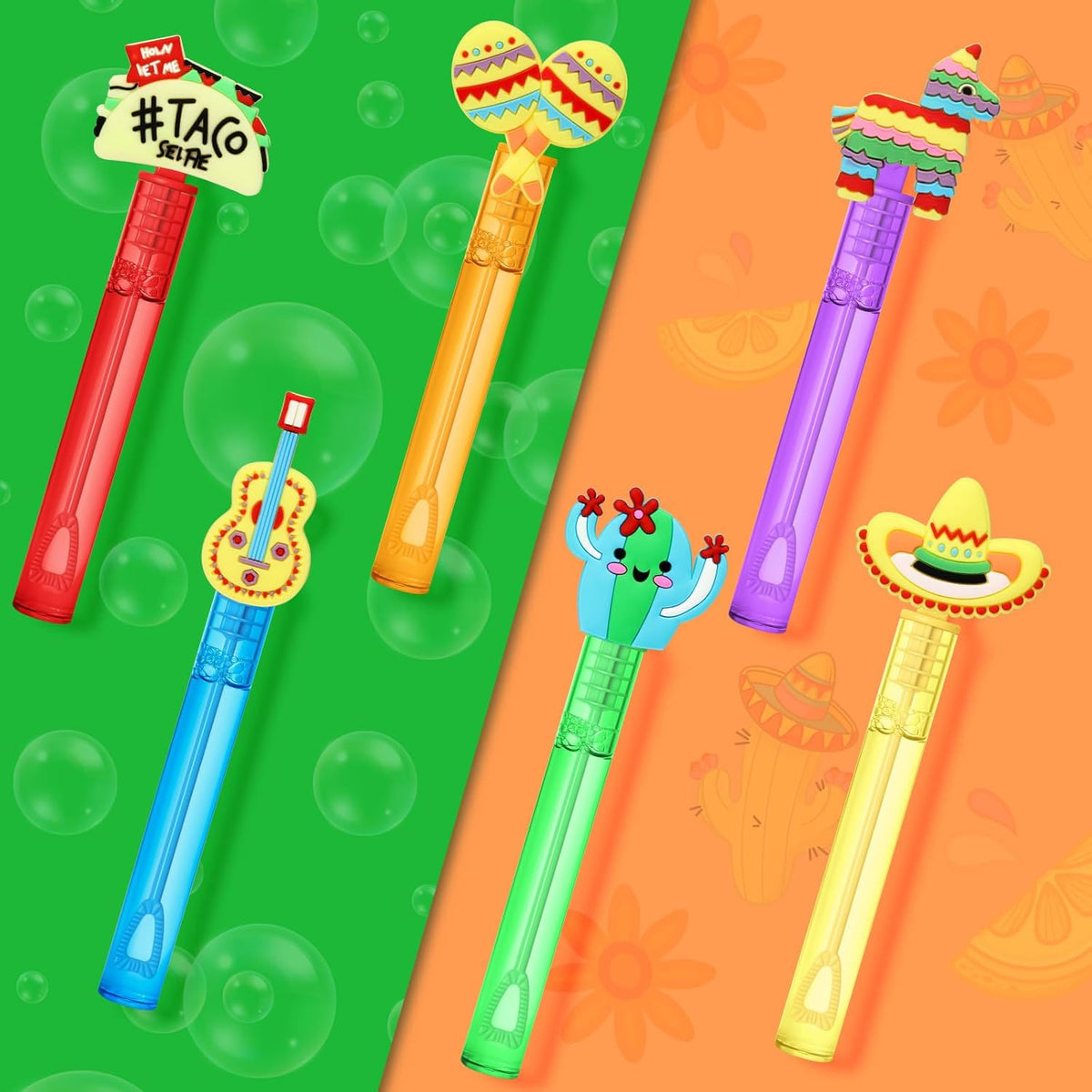 AFZMON 24Pcs Cinco De Mayo Party Favors Bubble Wands for Kids, Mexican Fiesta Mini Bubbles Wand