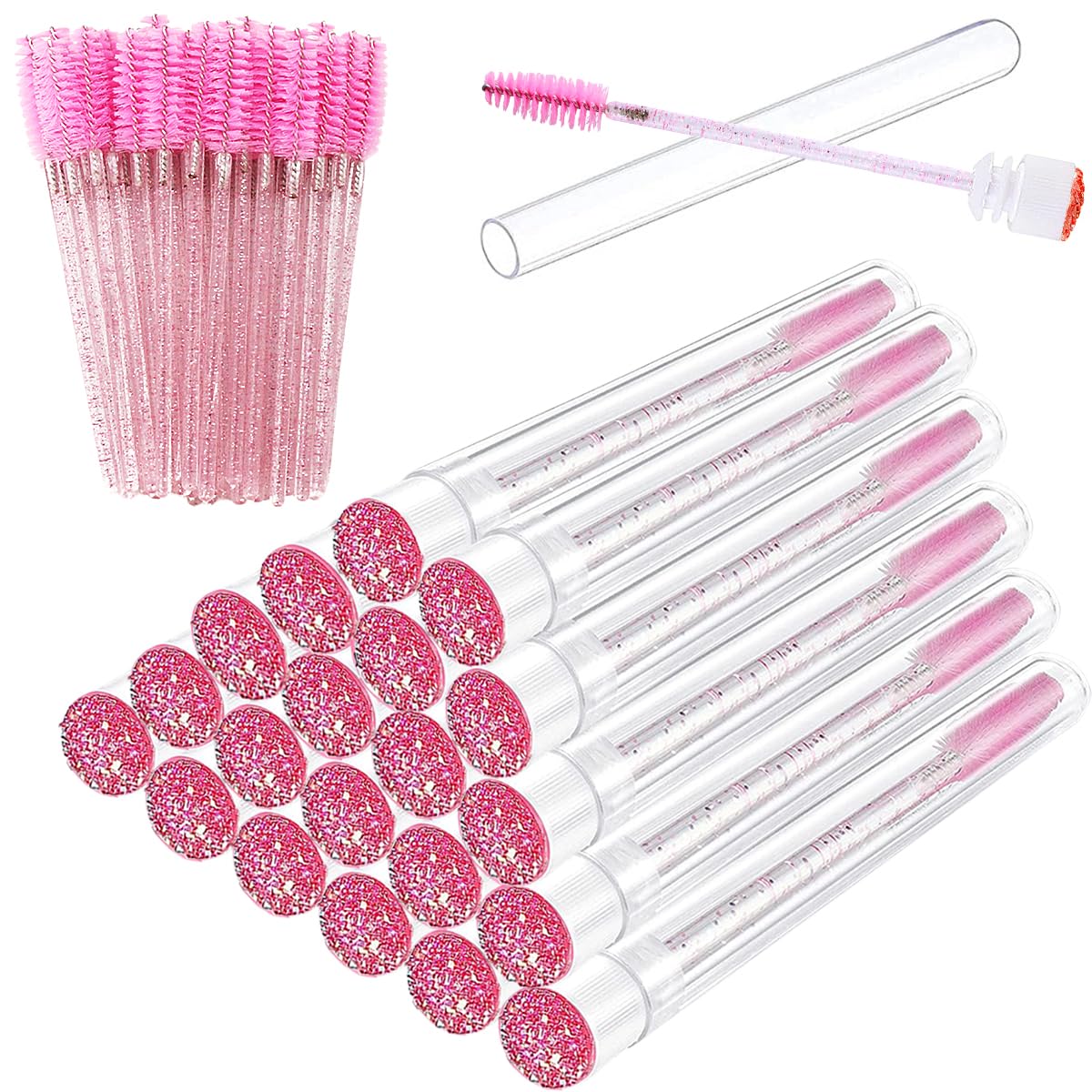 Mascara Wand Brushes Tubes Set-70 Pieces Disposable Eyelash Brushes Replacement with 20 Pieces