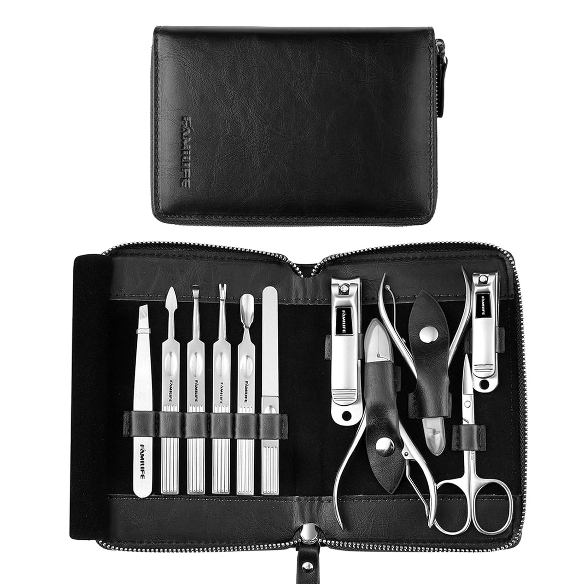 Manicure Kit, FAMILIFE Professional Manicure Set Nail Kit, 11 in 1 Stainless Steel Nail Clippers