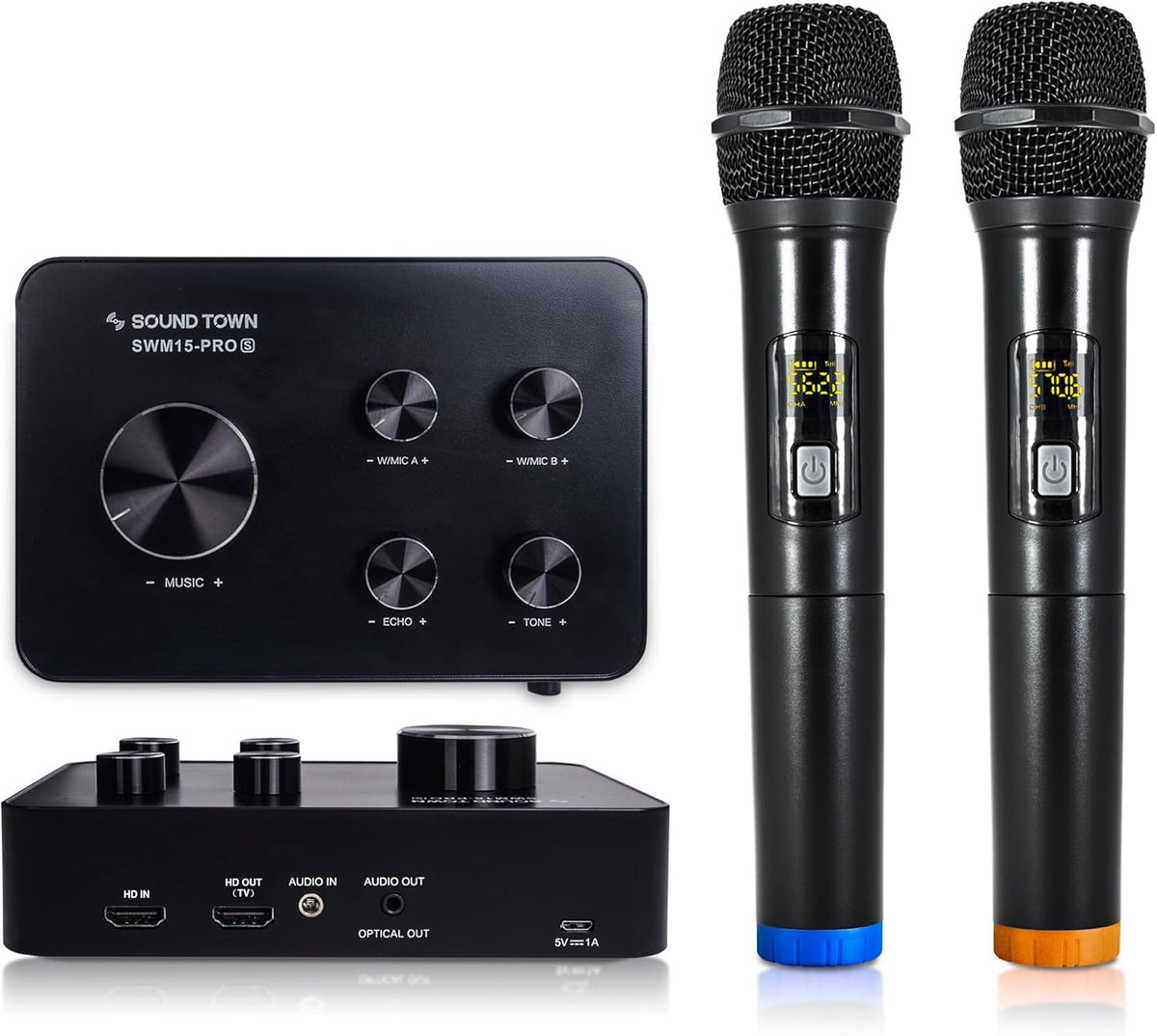 Sound Town 16 Channels Wireless Microphone Karaoke Mixer System, Supports HD ARC, Optical
