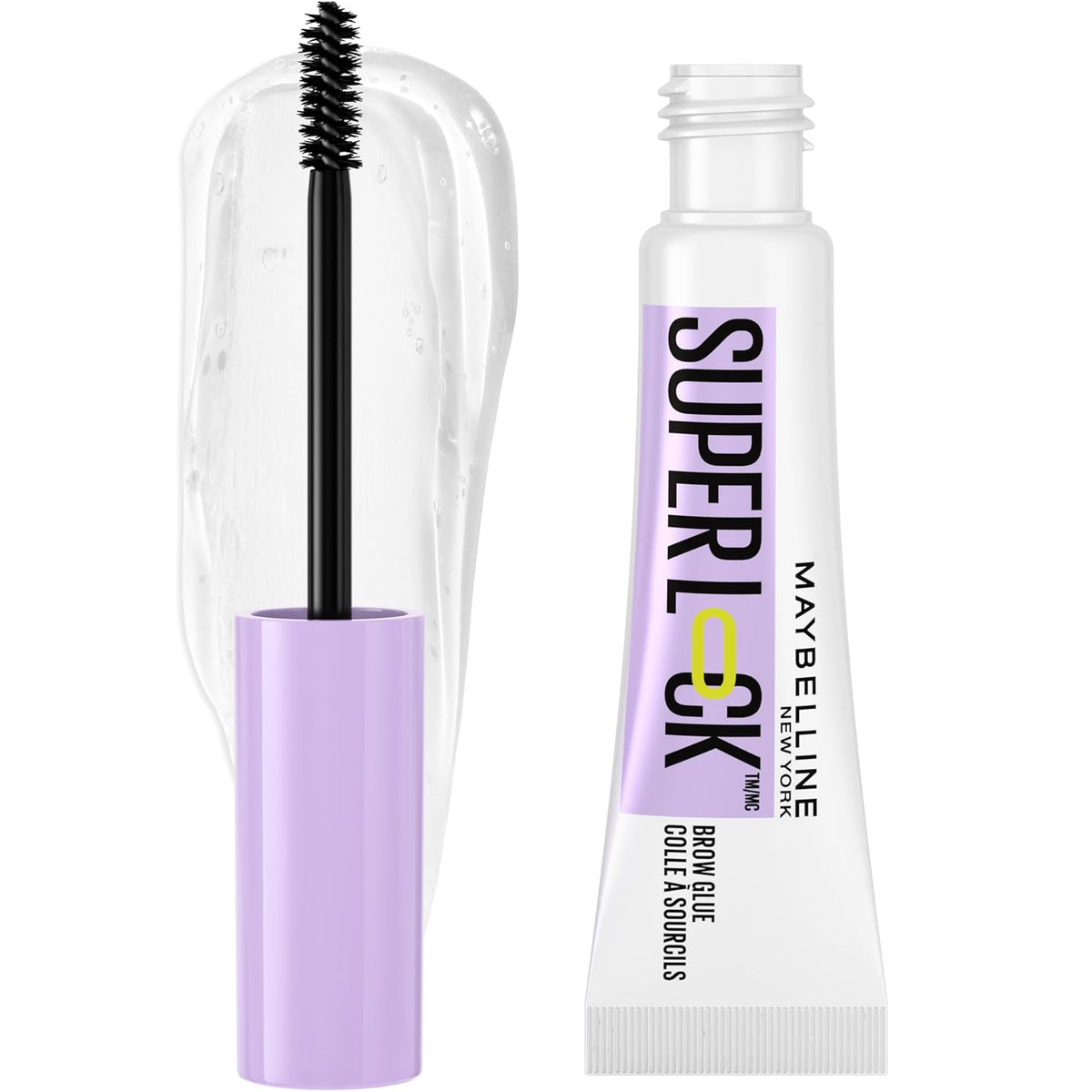 Maybelline Super Lock Brow Glue Eyebrow Gel, Lightweight Brow Gel For Up To 24HR Hold, Clear, 1