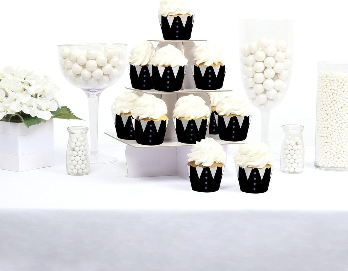 Big Dot of Happiness Goth Girl Cupcake Wrappers, Adjustable Fit, Black and Purple Halloween or