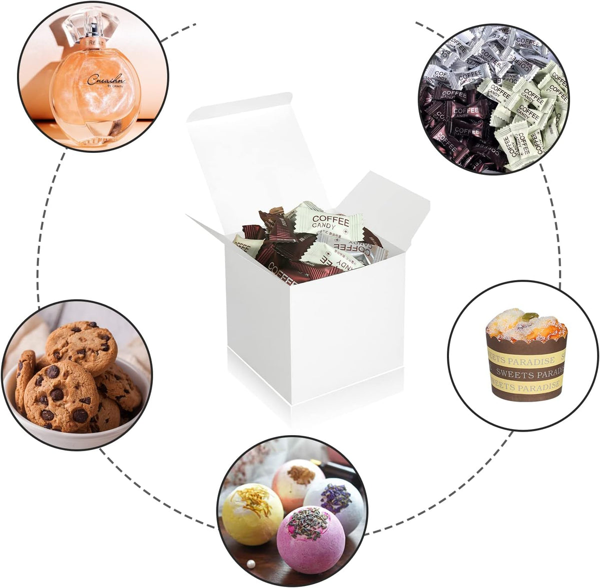 100 Pack Small Gift Boxes, 3x3x3 Inches Favor Boxes White Paper Gift Boxes with Lids for Presents
