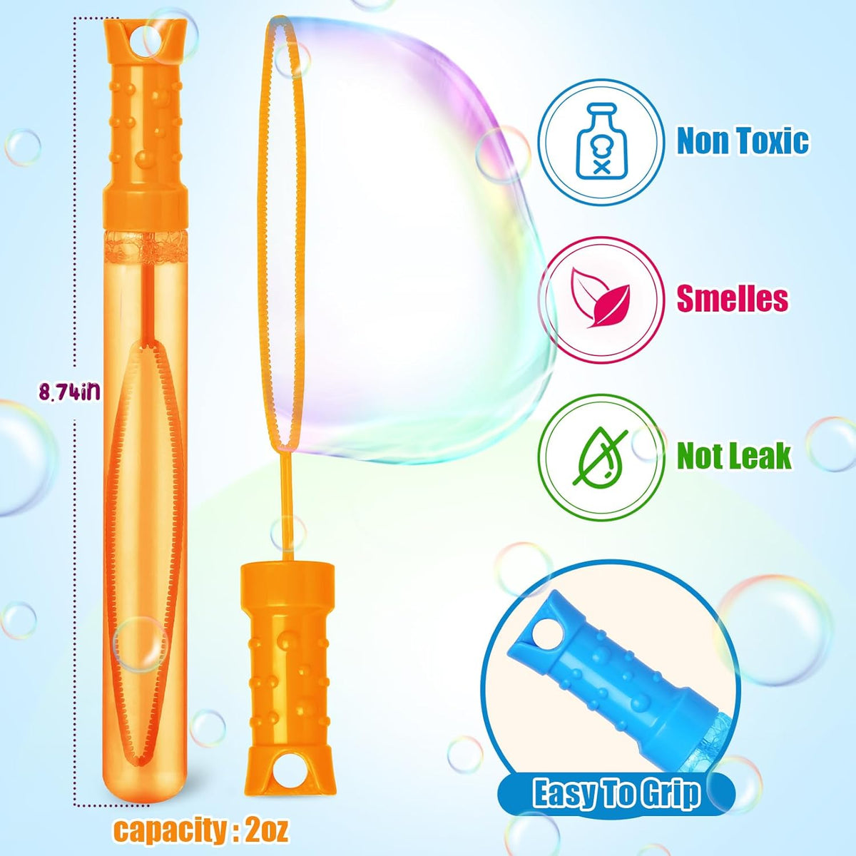Bubble Wand, 48 Pcs Bubble Wands Bulk in 6 Colors, Bubble Party Favors for Kids, Summer Toys