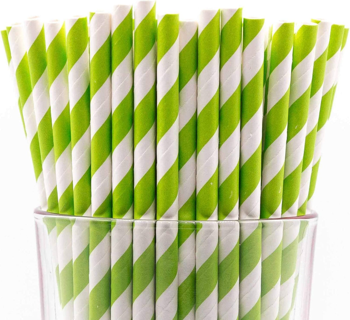 Pack of 300 Green Swirls Biodegradable 4-Ply Paper Drinking Straws (Compostable, Non-toxic