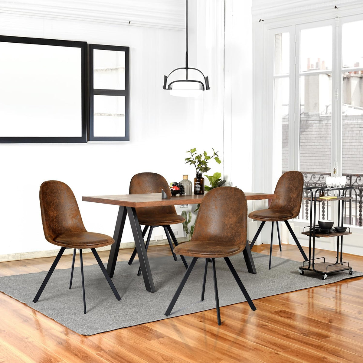 Homy Casa Swivel Dining Chairs Set of 4, 360° Rotating Side Chairs, Mid Century Modern Style Chairs