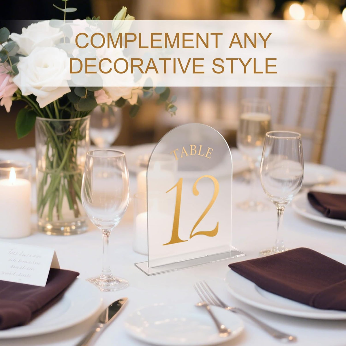 Wedding Table Numbers 1-15 Clear Acrylic Seating Number Signs for Weddings Reception Anniversary