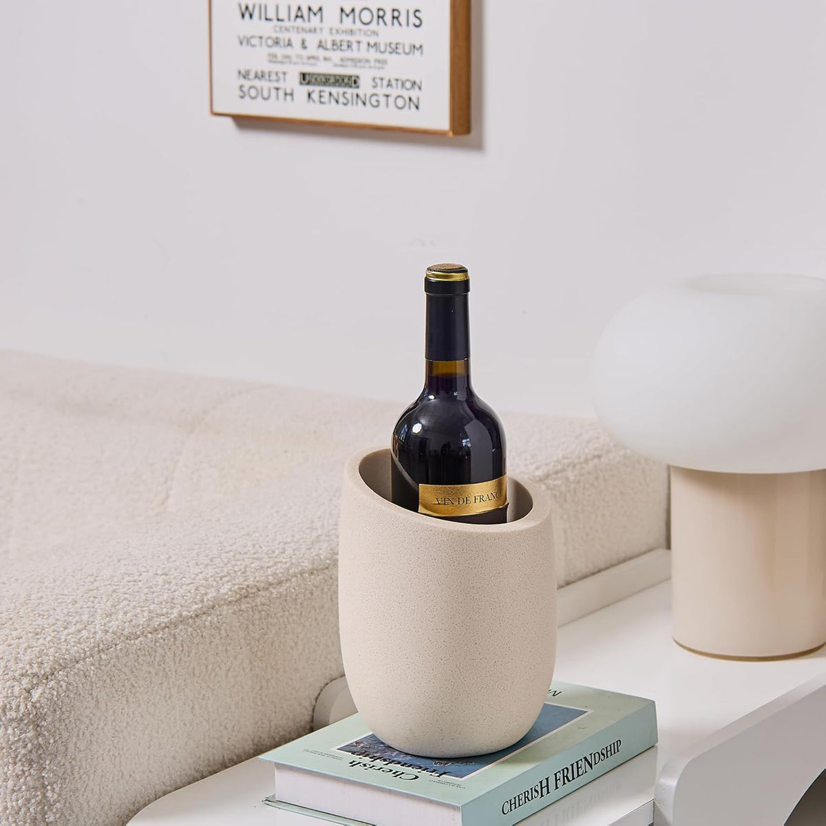 Beige Sand Stone Textures Wine Chiller Bucket – 750ml Resin Cooler for Wine & Champagne Bottles