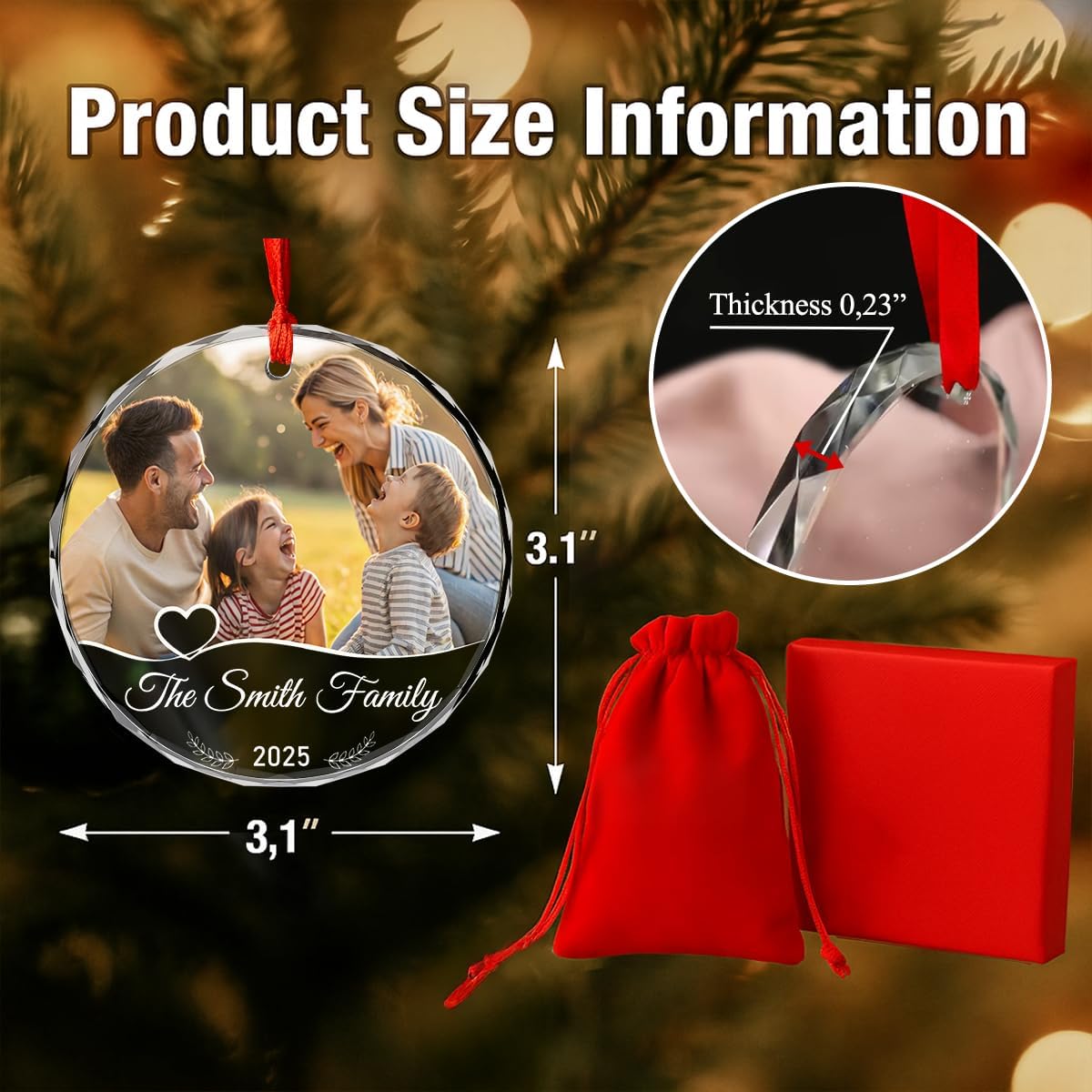 Personalized Christmas Ornaments with Names, Couple Glass Ornament, Custom Wedding Gifts for