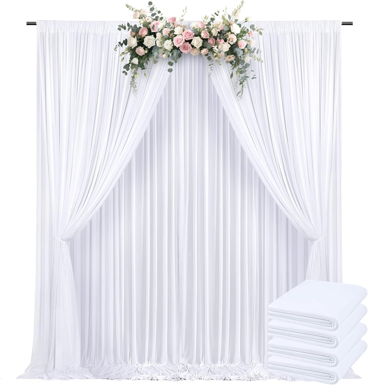 20x10ft Backdrop Curtains for Parties, 4 Panels 5x10ft Photography Backdrop Curtain with Rod