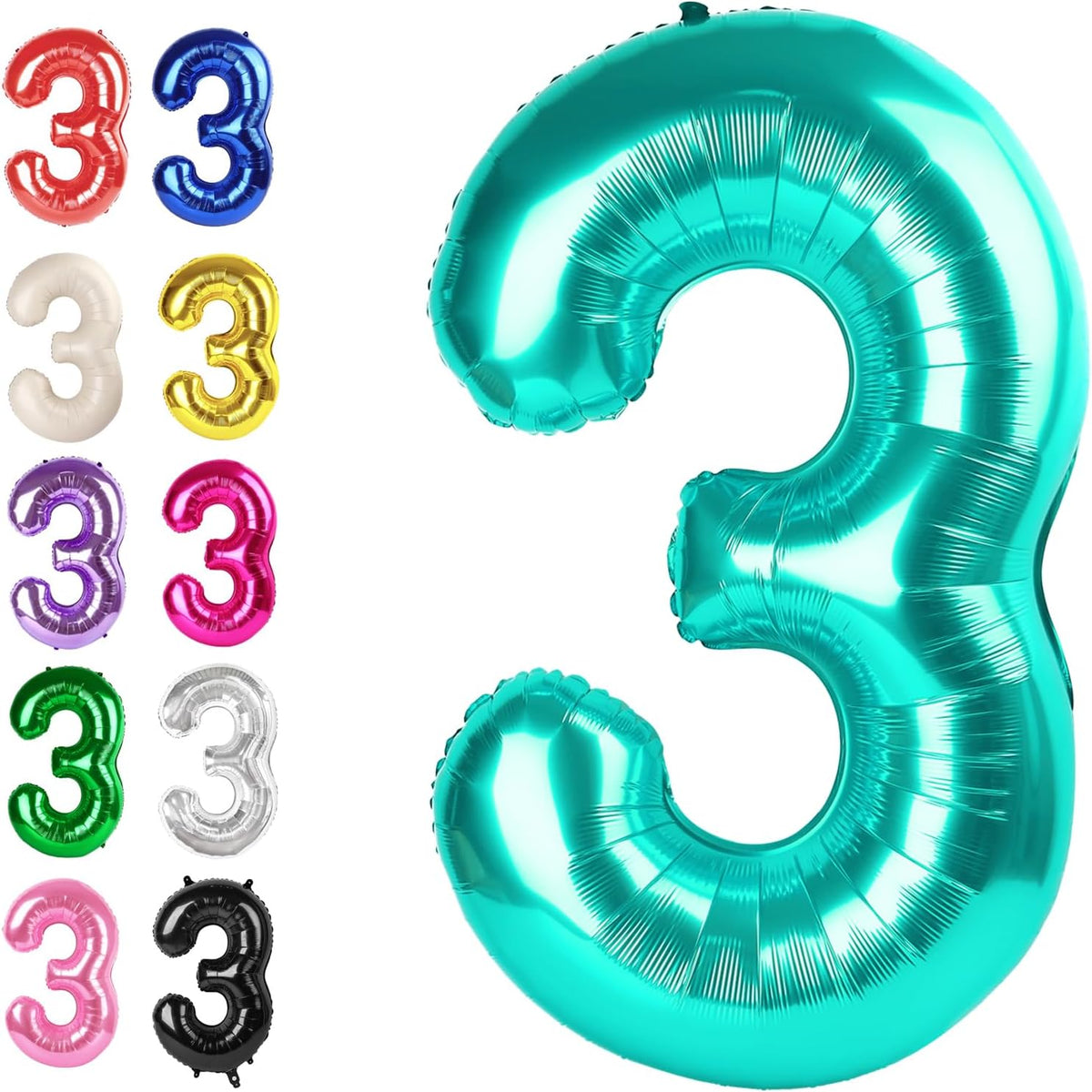 Large 40 Inch Teal Blue 3 Number Balloon, 3 13 23 30 33 36 38 Teal Blue Birthday Party Decorations
