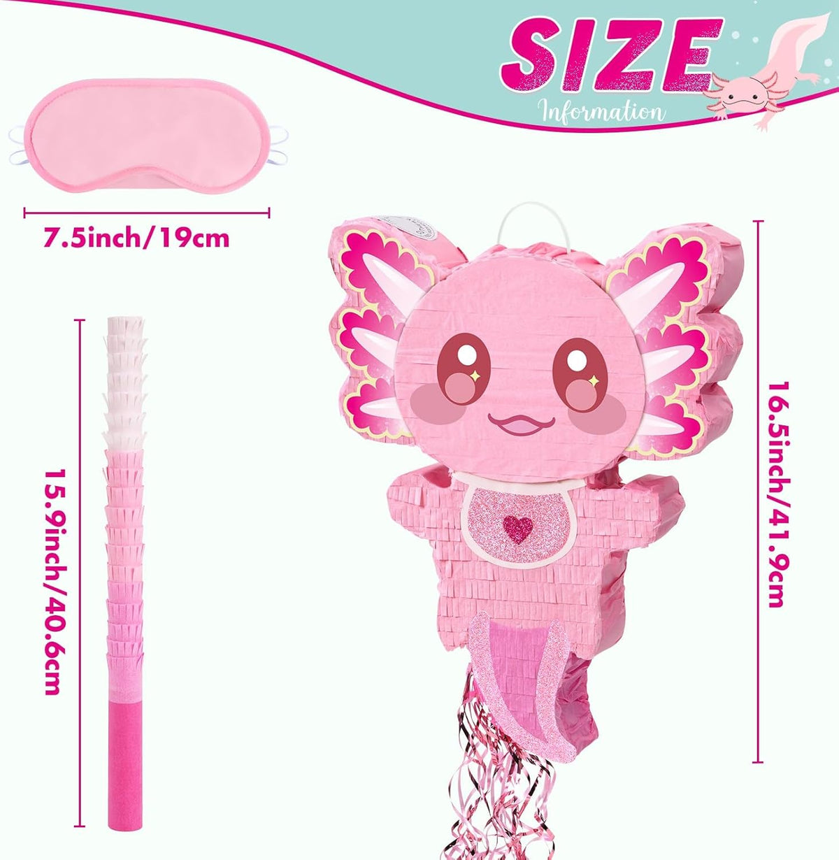WERNNSAI Pink Axolotl Pinata - Axolotl Party Game Girl Pink Pinata Baby Shower Favors Under the Sea
