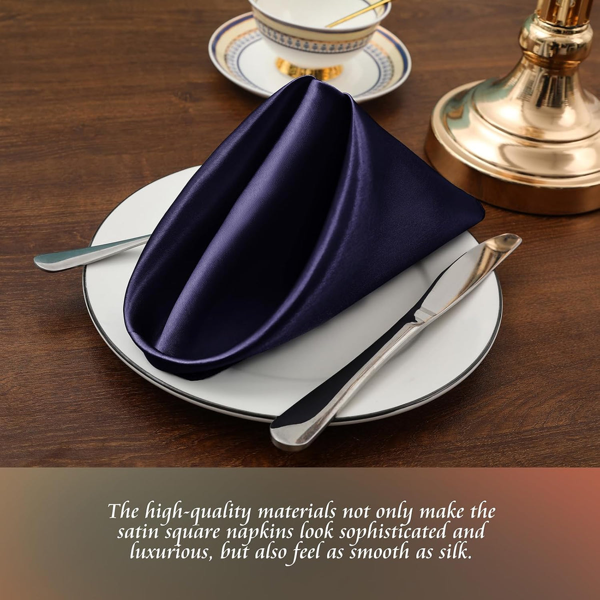 Manyshofu 60 Pieces Purple Satin Napkins - 20x20 Inches Cloth Napkins, Square Satin Fabric Napkins