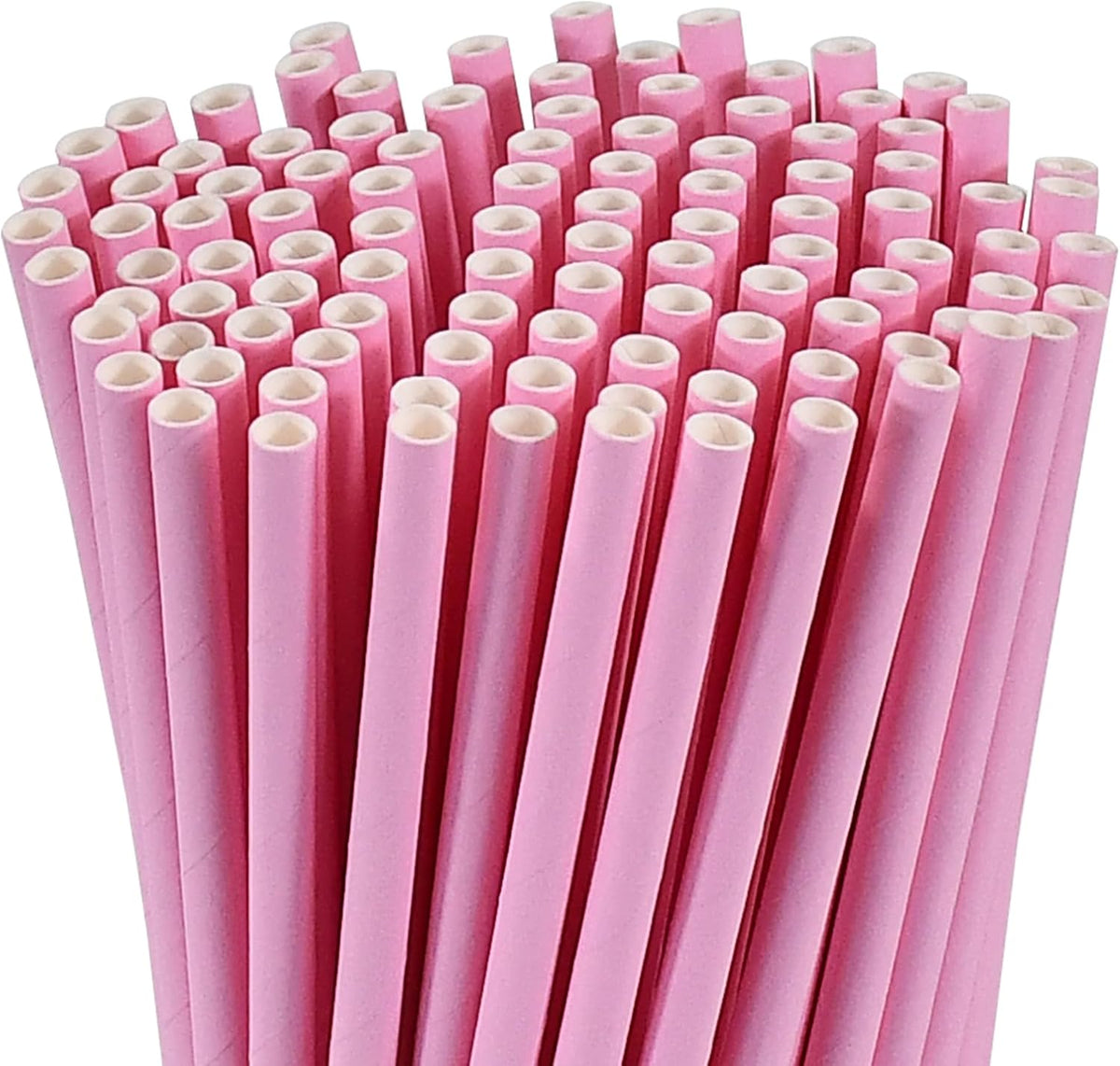 Solid Pink Disposable Paper Drinking Straws 7.75 inch 100 Counts - for Party, Cocktails, Cake Pops