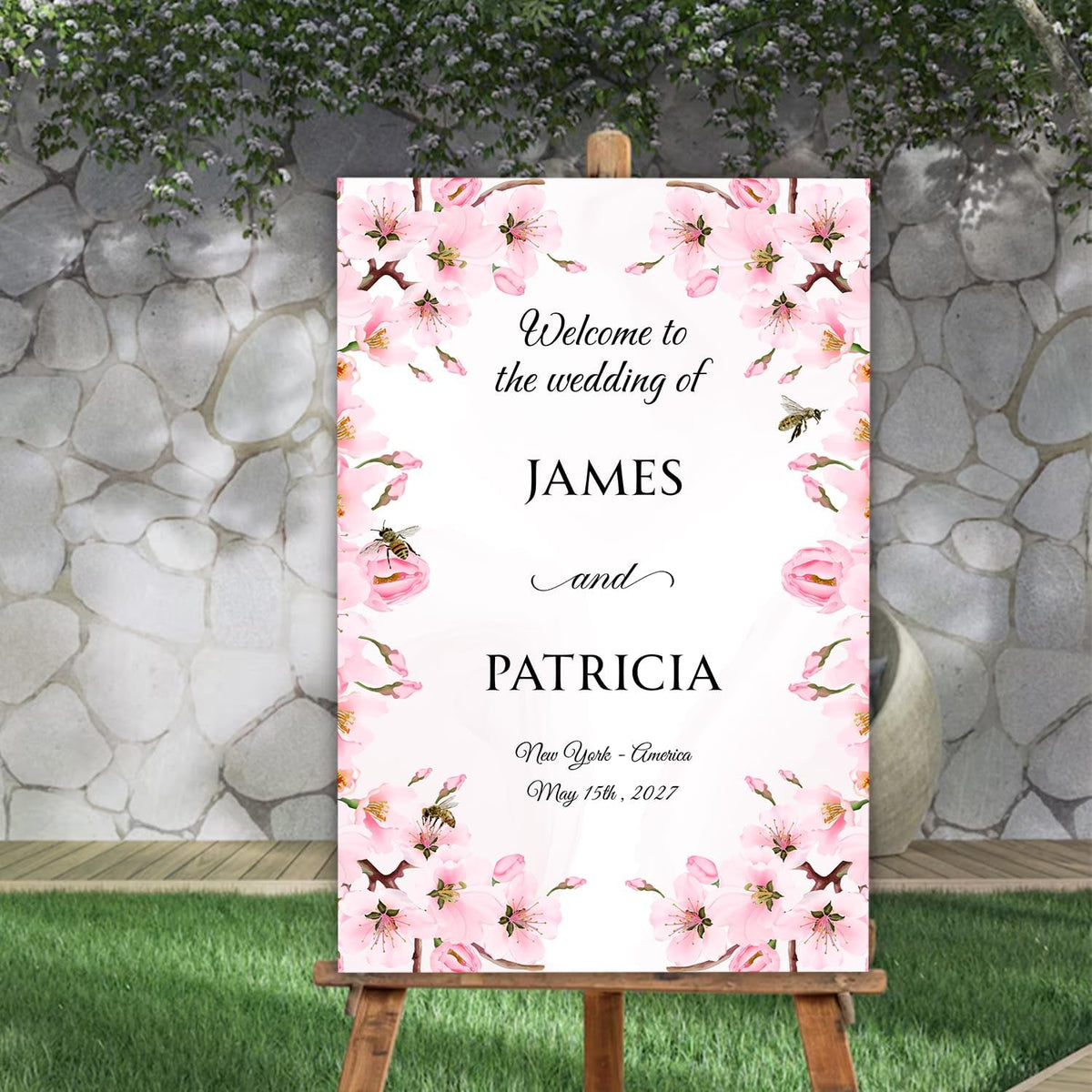Personalized Blush Pink Wedding Welcome Sign, Floral Printable Wedding Board, Custom Welcome Signs