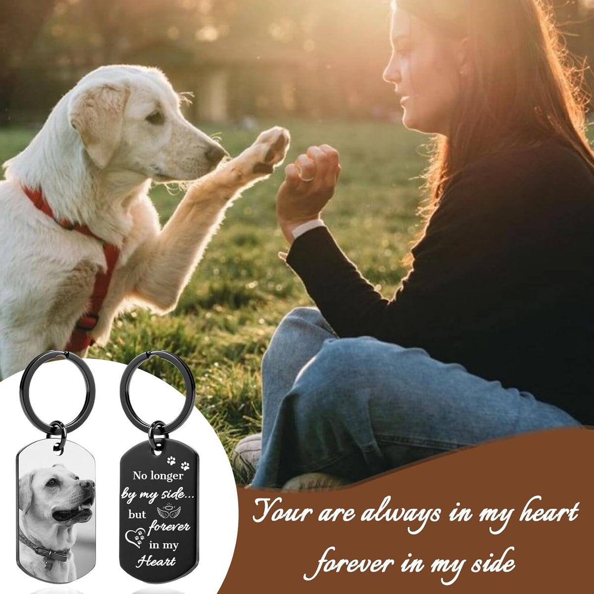 Custom Dog Memorial Photo Keychain Personalized Sympathy Gifts for Loss of Dog Memorial Passing