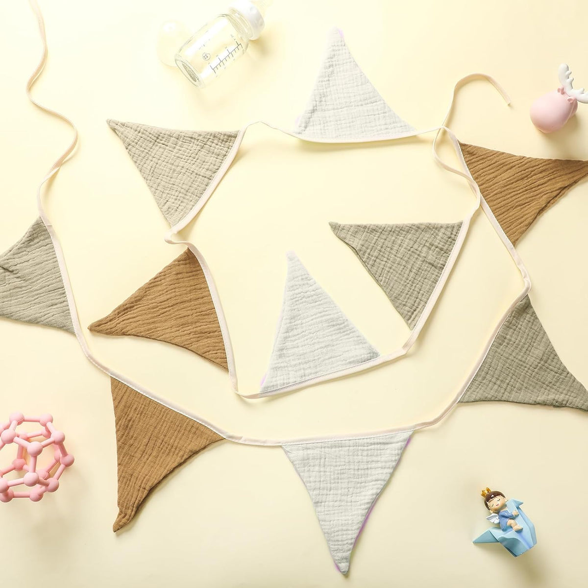 Oudain 15.5 ft Pennant Banner Flags, 2 Pcs Nursery Garland Triangle Bunting Flag Baby Banner for