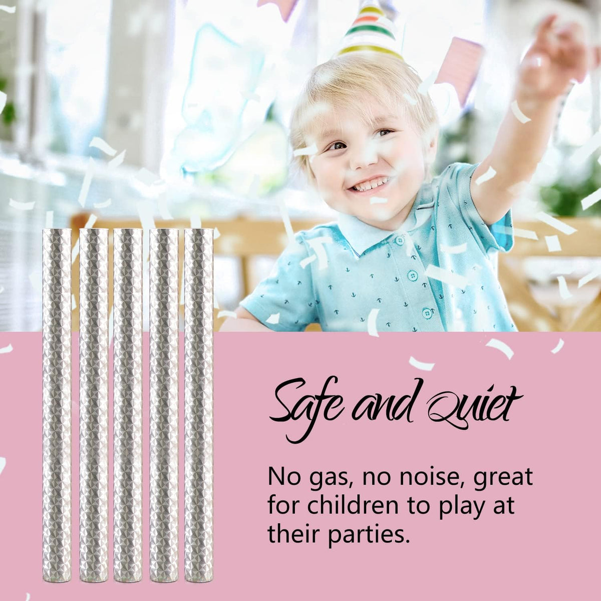 BATTIFE 7Pack White Confetti Wands, Confetti Shoot Poppers, Tissue Paper Flick Flutter Sticks for