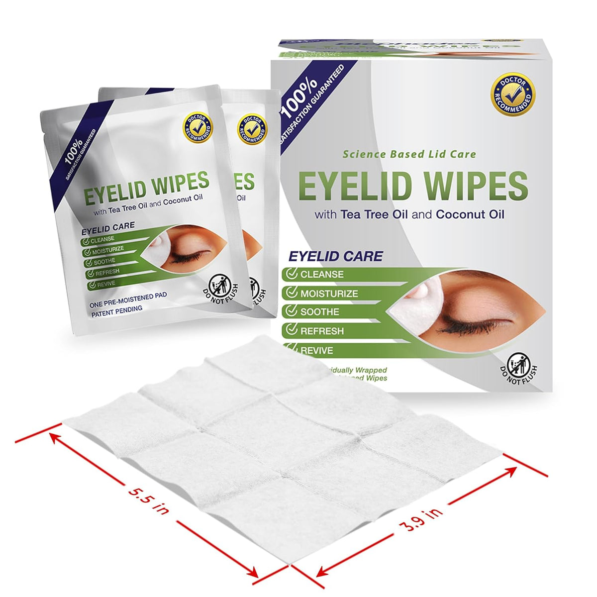 Lunovus Premium Eyelid Wipes With Tea Tree and Coconut Oil - Cleansing Wipes for People Itchy Eyes