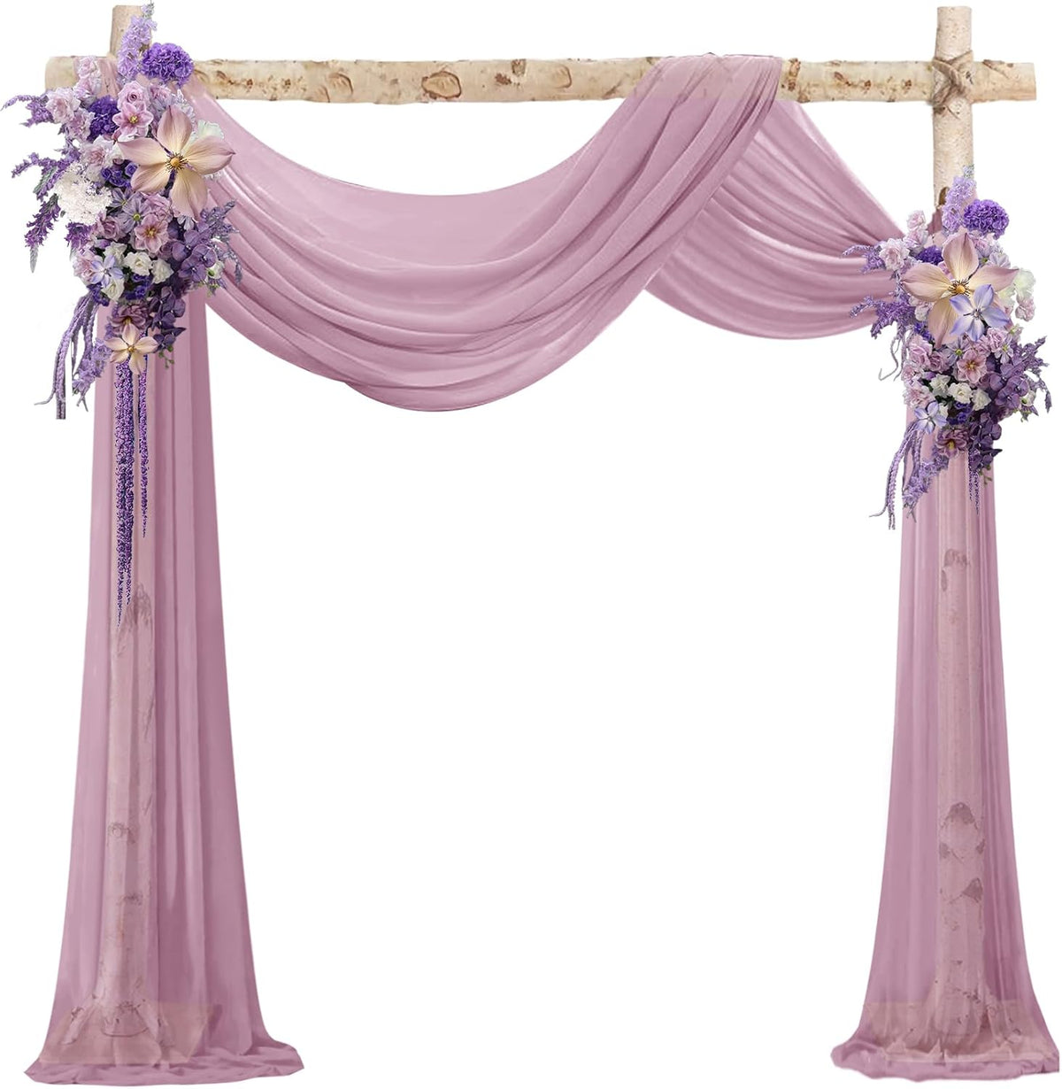 VOK Wedding Arch Draping Fabric Chiffon Fabric, 29in x 18Ft 2 Panels Sheer Chiffon Outdoor Curtain