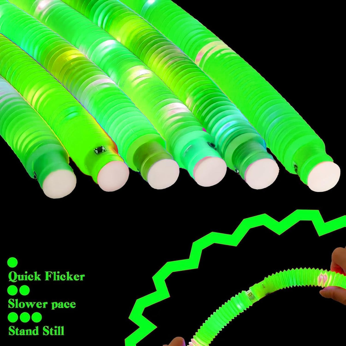 Green 6 Pack Light Up Party Favors Supplies,Bulk Glow Sticks Bracelet,Necklace Accessories for