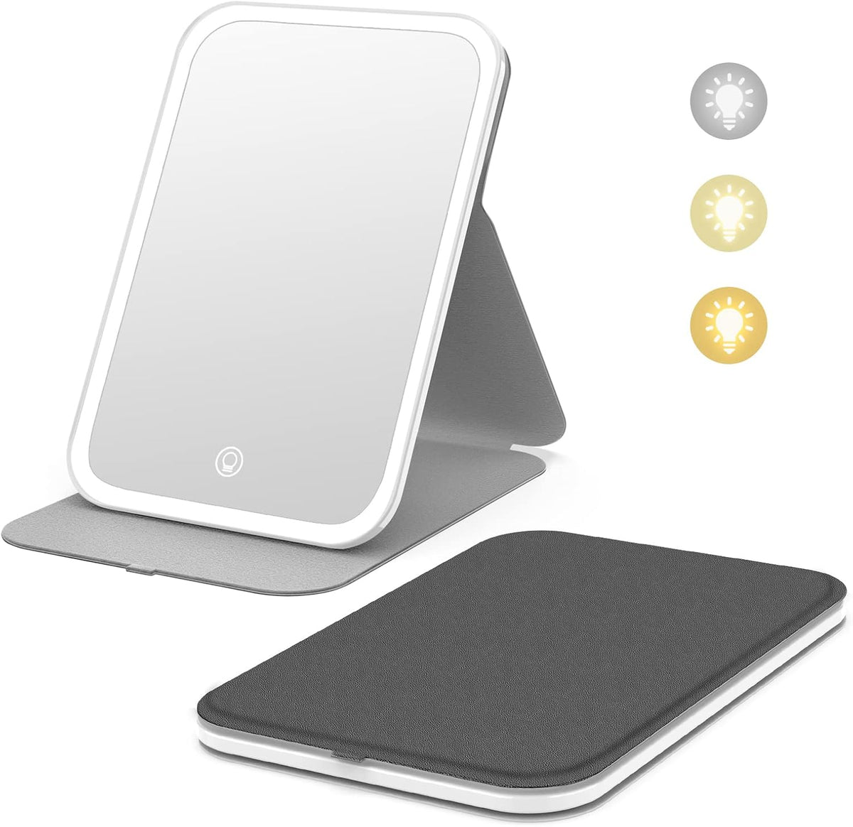 Kintion Travel Makeup Mirror, Portable LED Lighted Makeup Mirror, 360° Rotation Touch Screen Vanity