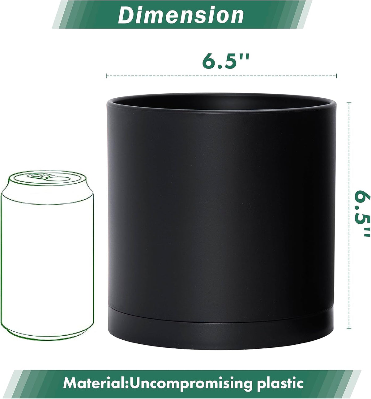 D'vine Dev 2 Pack 6.5 Inch Modern Plastic Plant Pots, Small Garden Planters for Plant with Drainage