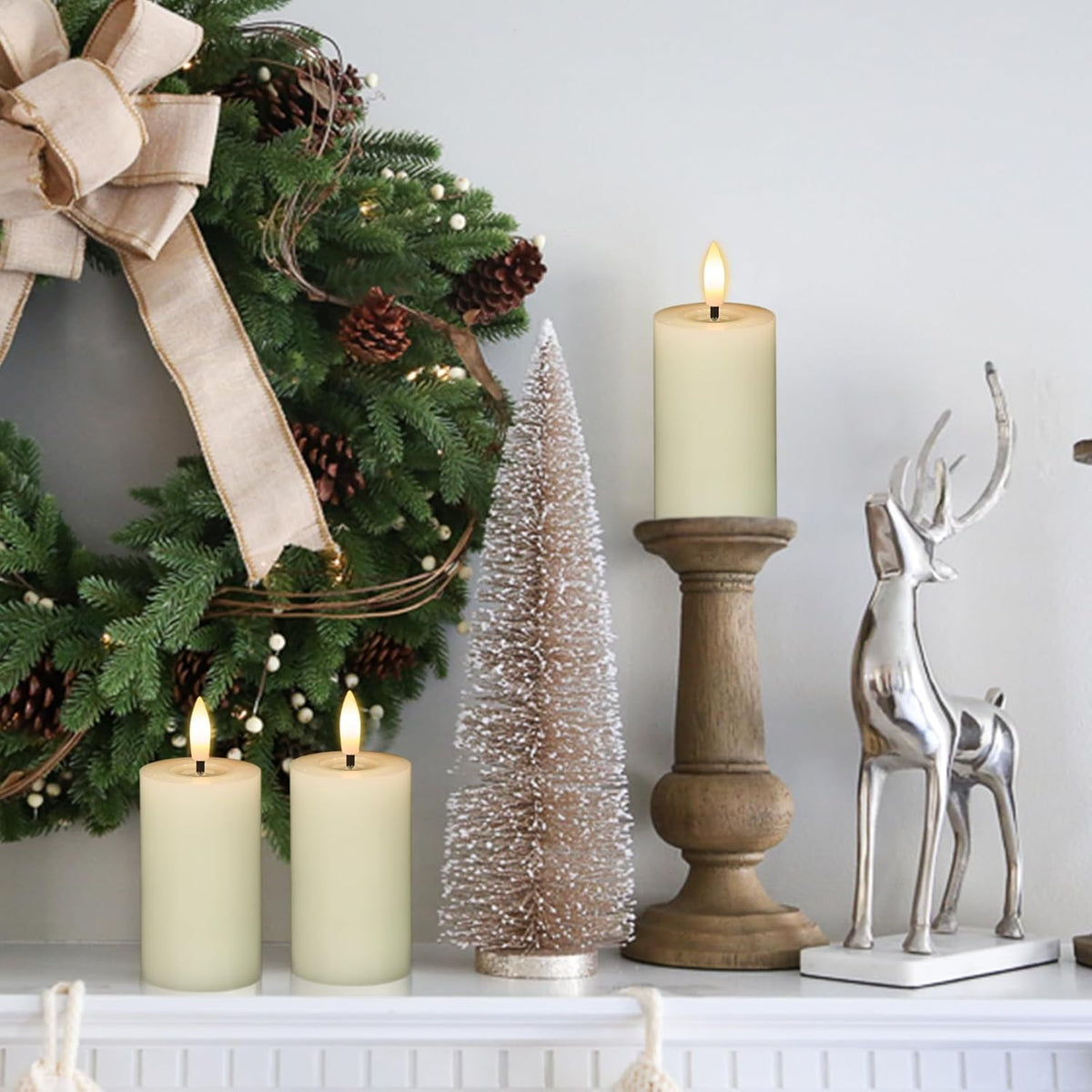 Flameless Candles with Remote Timer, 6 PCS Real Wax LED Votive Battery Operated Candles with 3D