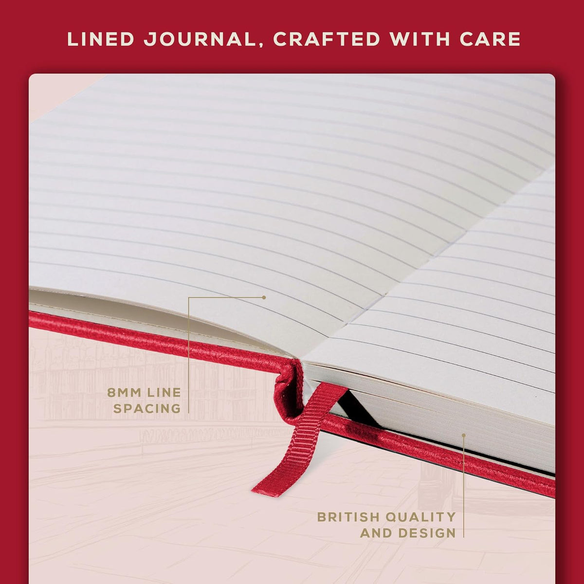 BEECHMORE BOOKS Ruled Journal Notebook, A4 8.5 x 11.5 inch 160 Lined Pages, Hardcover Leather