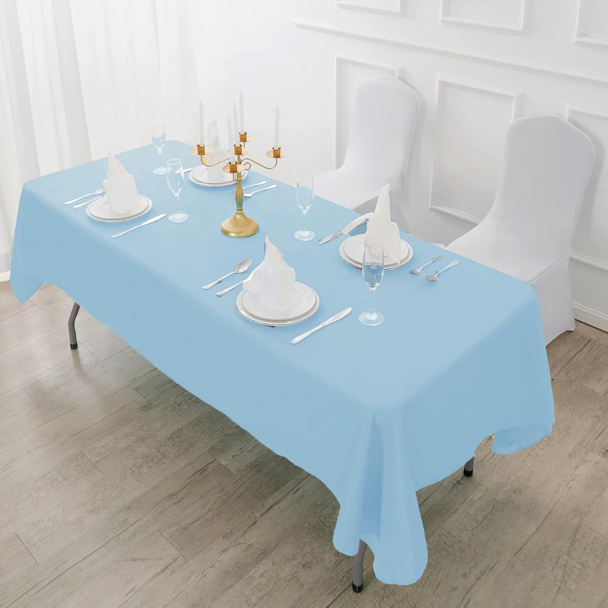 Fokitut 6 Pack Rectangle Tablecloth, 90x156 Inch, Stain Resistant and Wrinkle Polyester Table