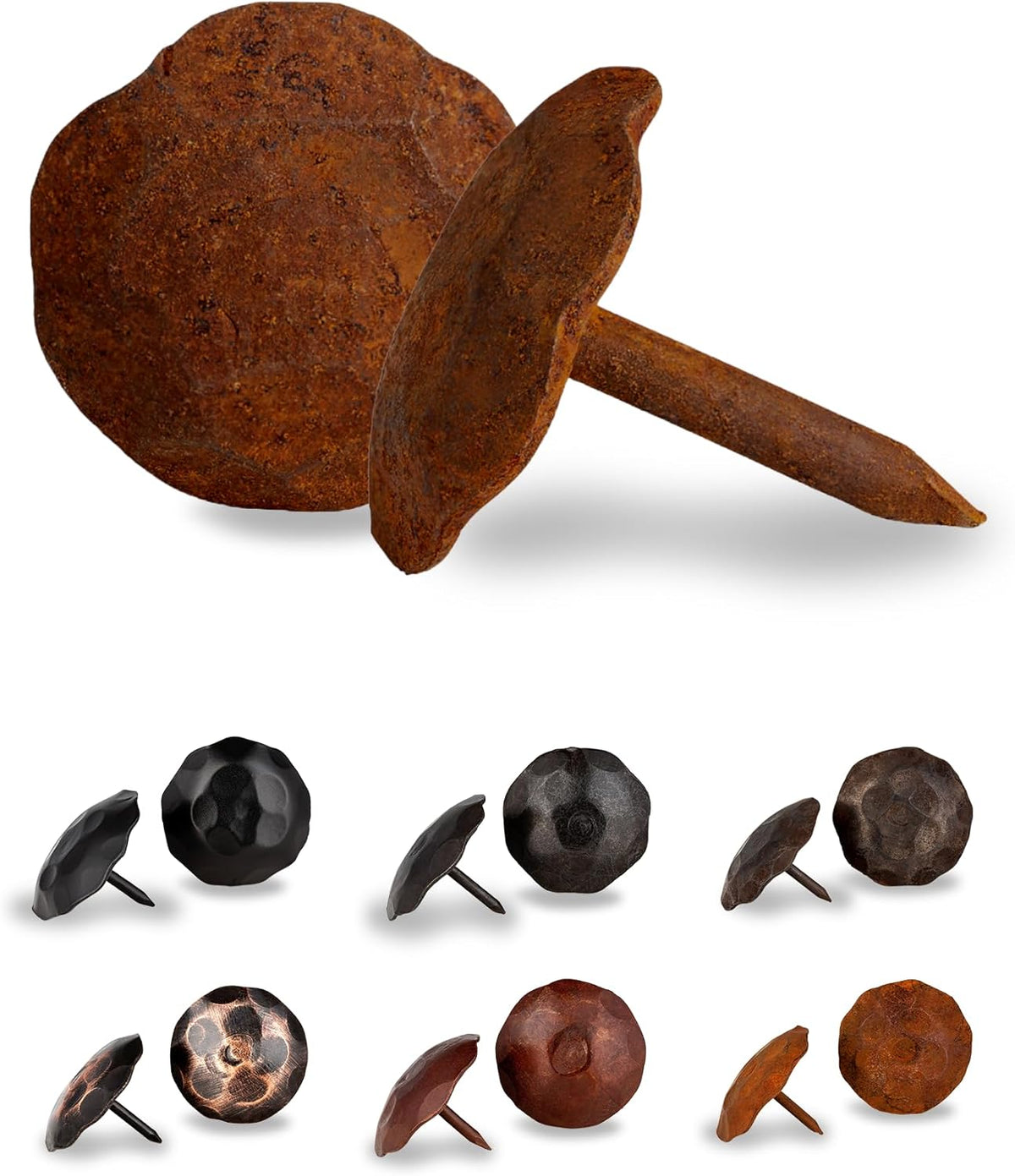 10 Pack 0.75" Round Head Iron Clavos Decorative Nails – Rusted – Handmade Rustic Round Fasteners