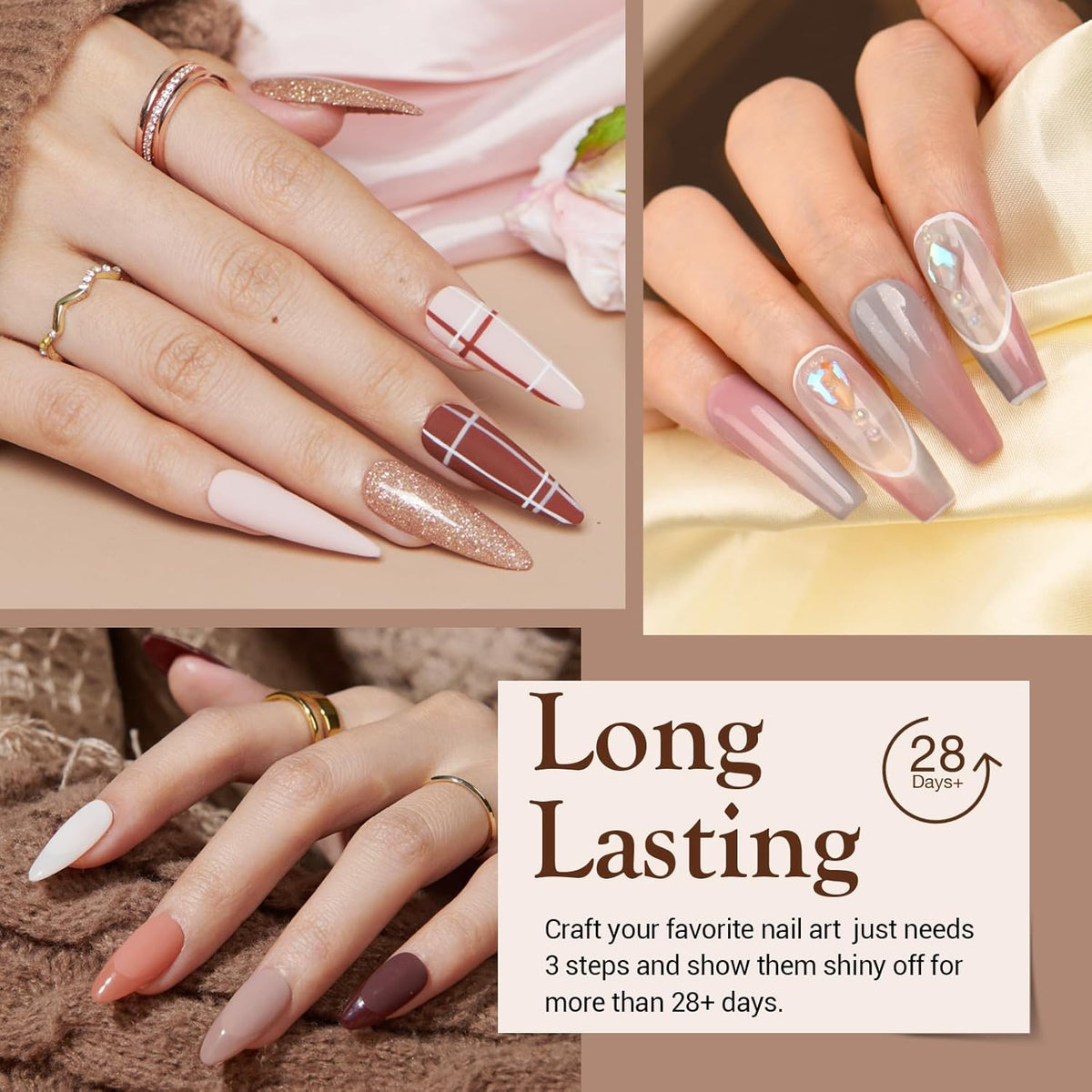 AZUREBEAUTY Dip Powder Nail Kit Classic Brown Nude Collection Glitter Fall 20 Colors Neutral