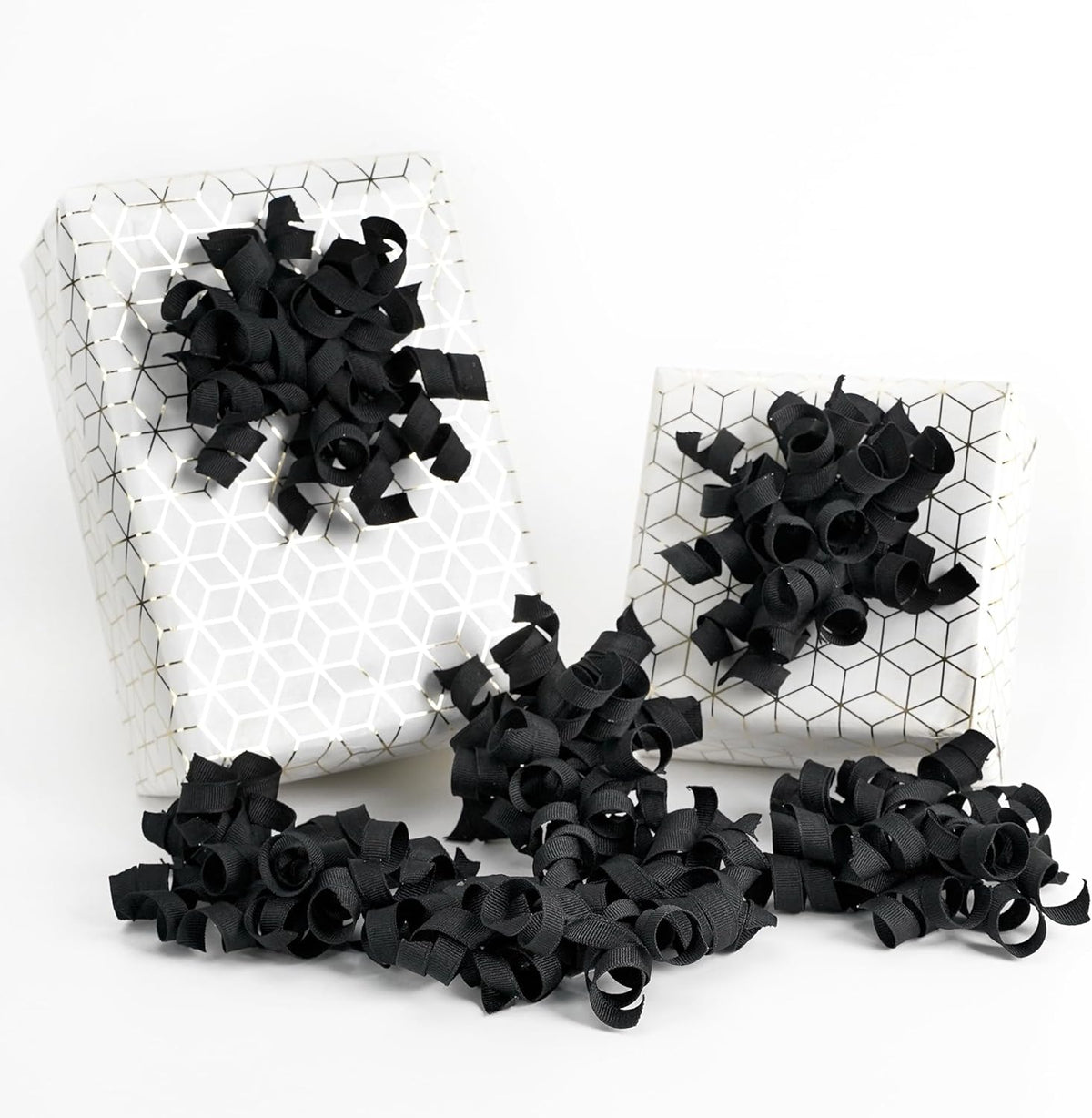 HUIHUANG Black Bows for Gift Wrapping, Black Curly Ribbon Bows Self Adhesive Burst Gift Bow for