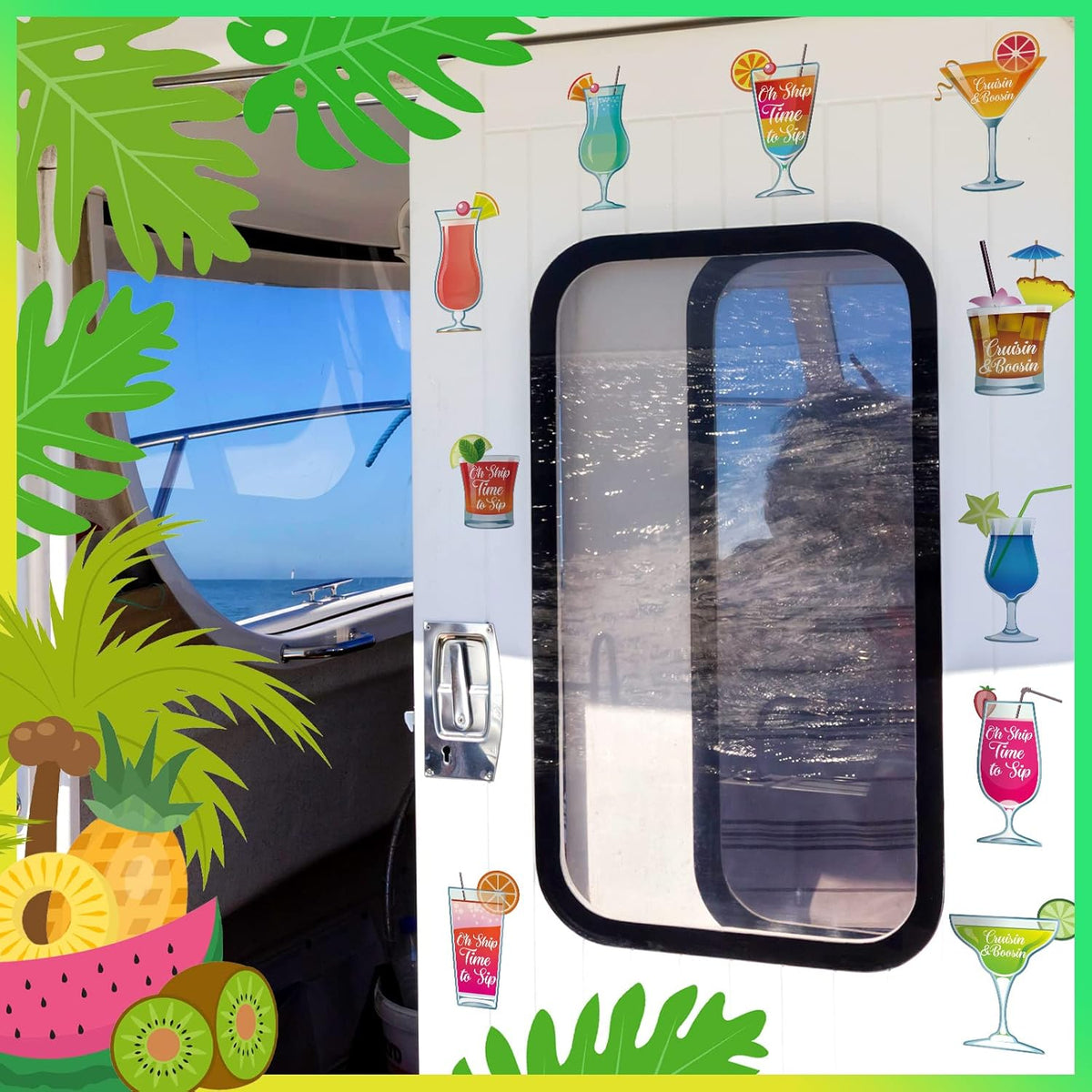 Xuhal 25 Pieces Tropical Drink Cruise Door Decorations Funny Magnetic Cruise Decorations Magnet
