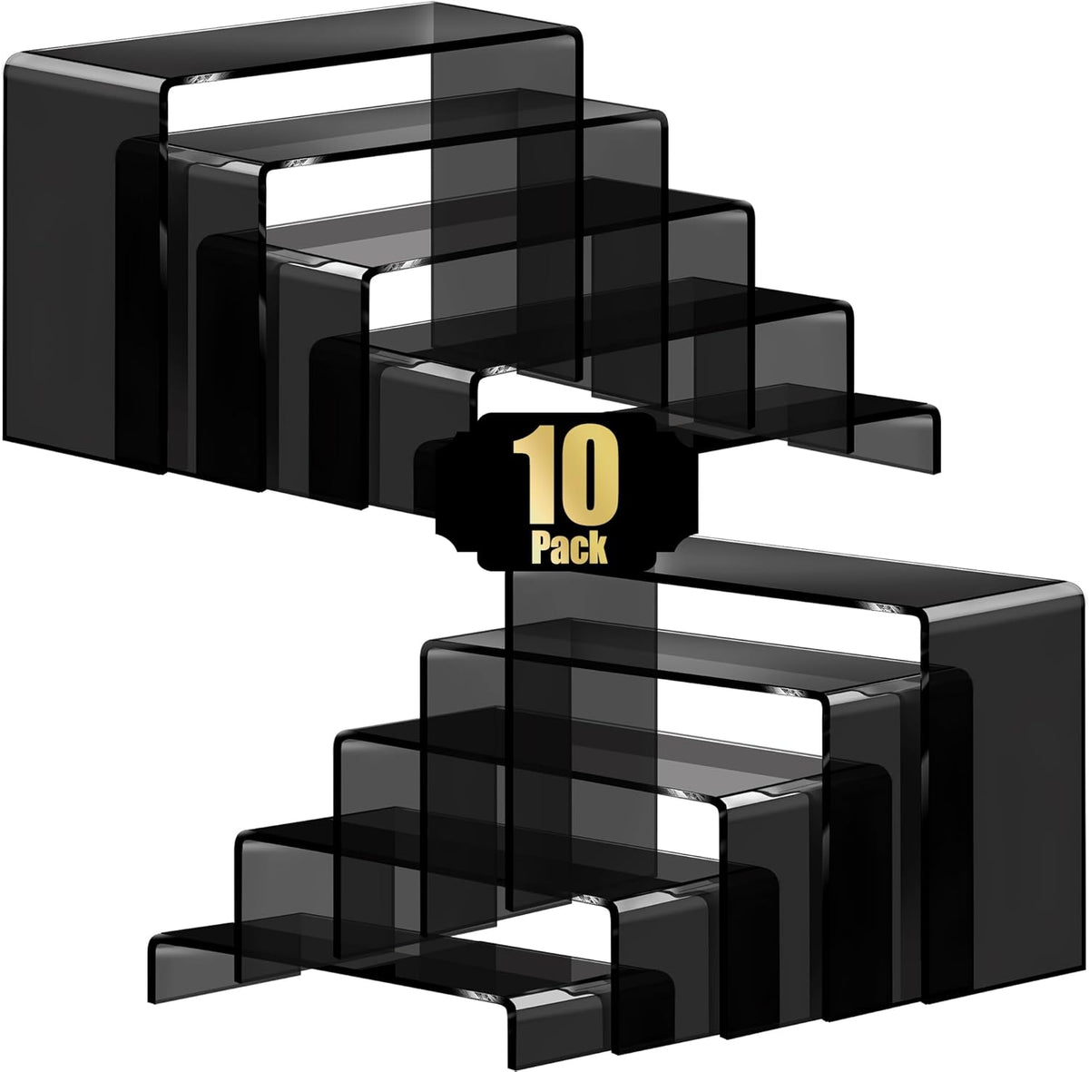Aheroi Display Risers, 10 Pcs 2 Set(7”L~8”L~9”L) Acrylic Risers, Black Arylic Display Stands