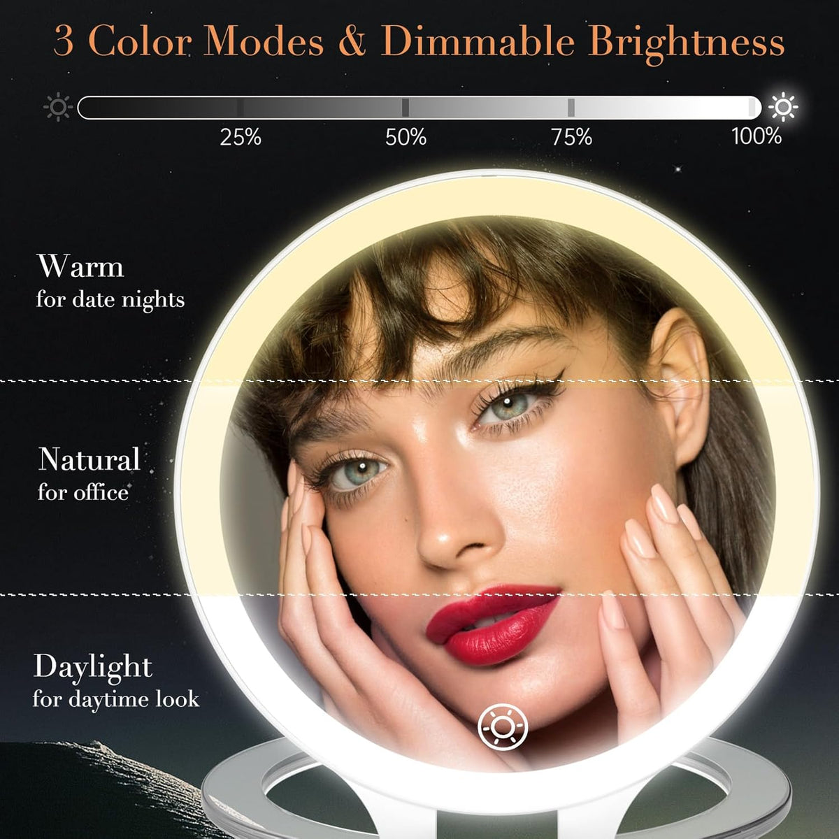 Magnifying Mirror with Light 20X/1X, Double Sided Travel Mirror with Light, Rechargeable Makeup