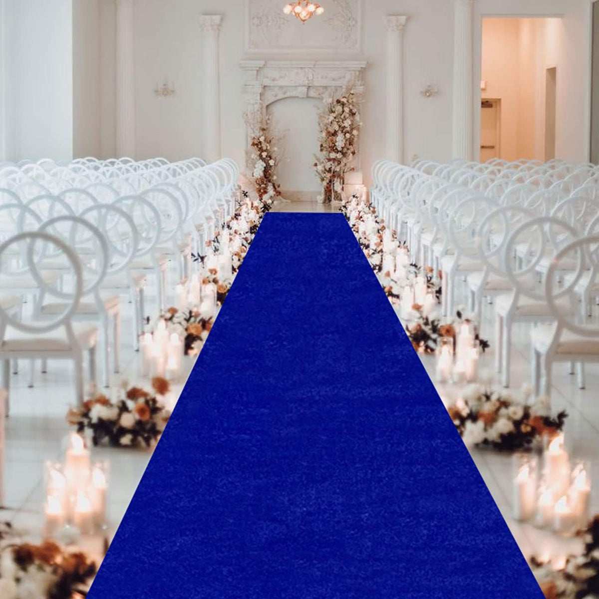 MODFUNS Aisle Runners for Weddings for Outdoor Royal Blue Velvet Aisle Runner Rug 4x20FT Carpet
