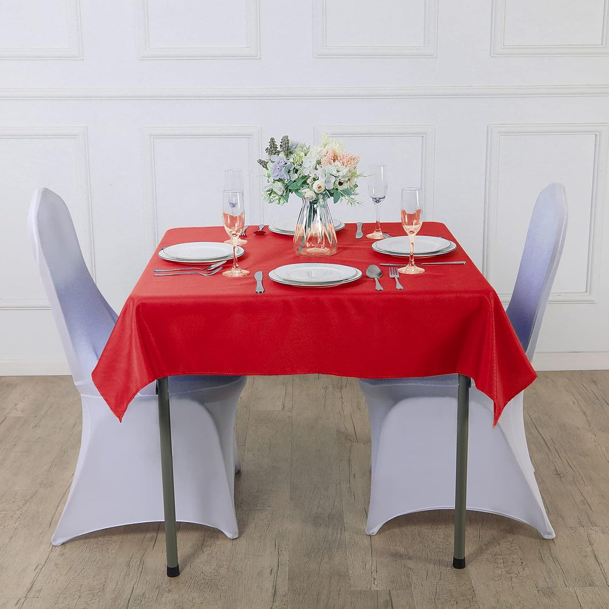 Cupuamon Square Tablecloth 90x90 inch Washable Polyester Fabric Table Cloth for Wedding Party
