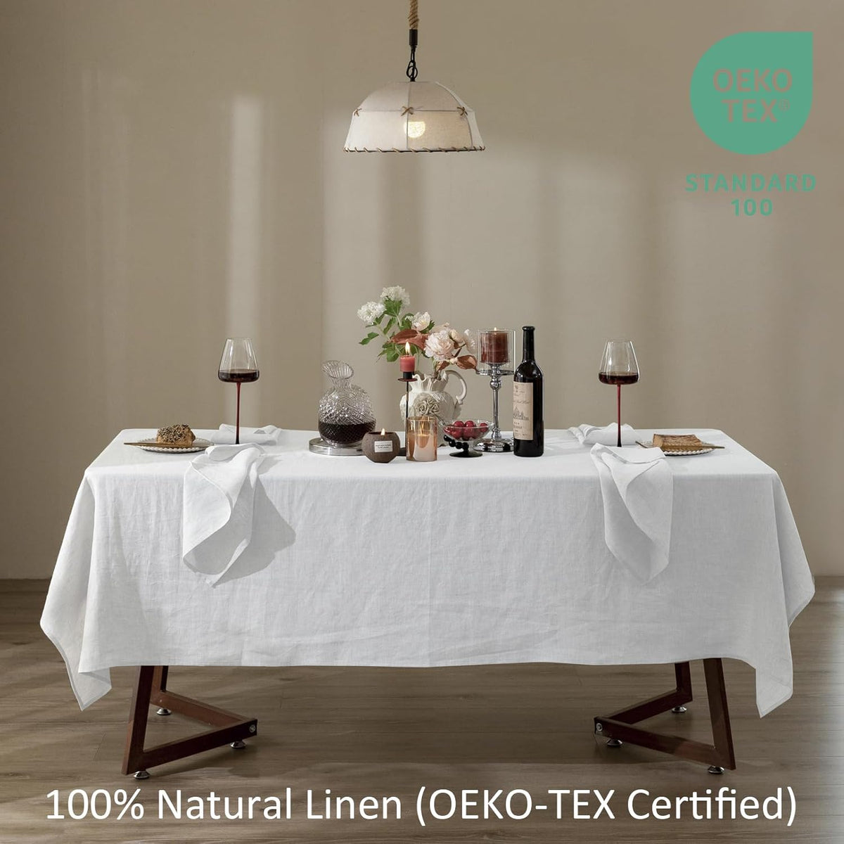 Talasily Linen Tablecloth 100% Pure Linen Table Cloth 60x108 Inches Rectangle Tablecloths Washable