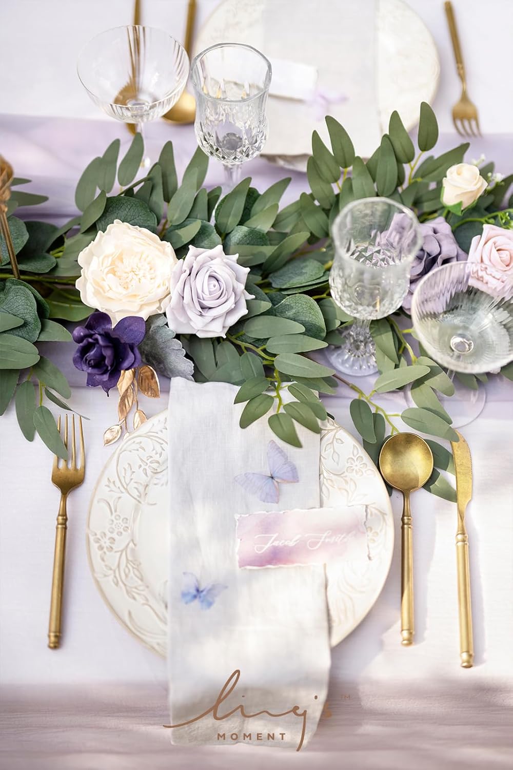 Ling's Moment Flower Garland - 6FT Eucalyptus & Rose - Sweetheart Table Decor for Wedding