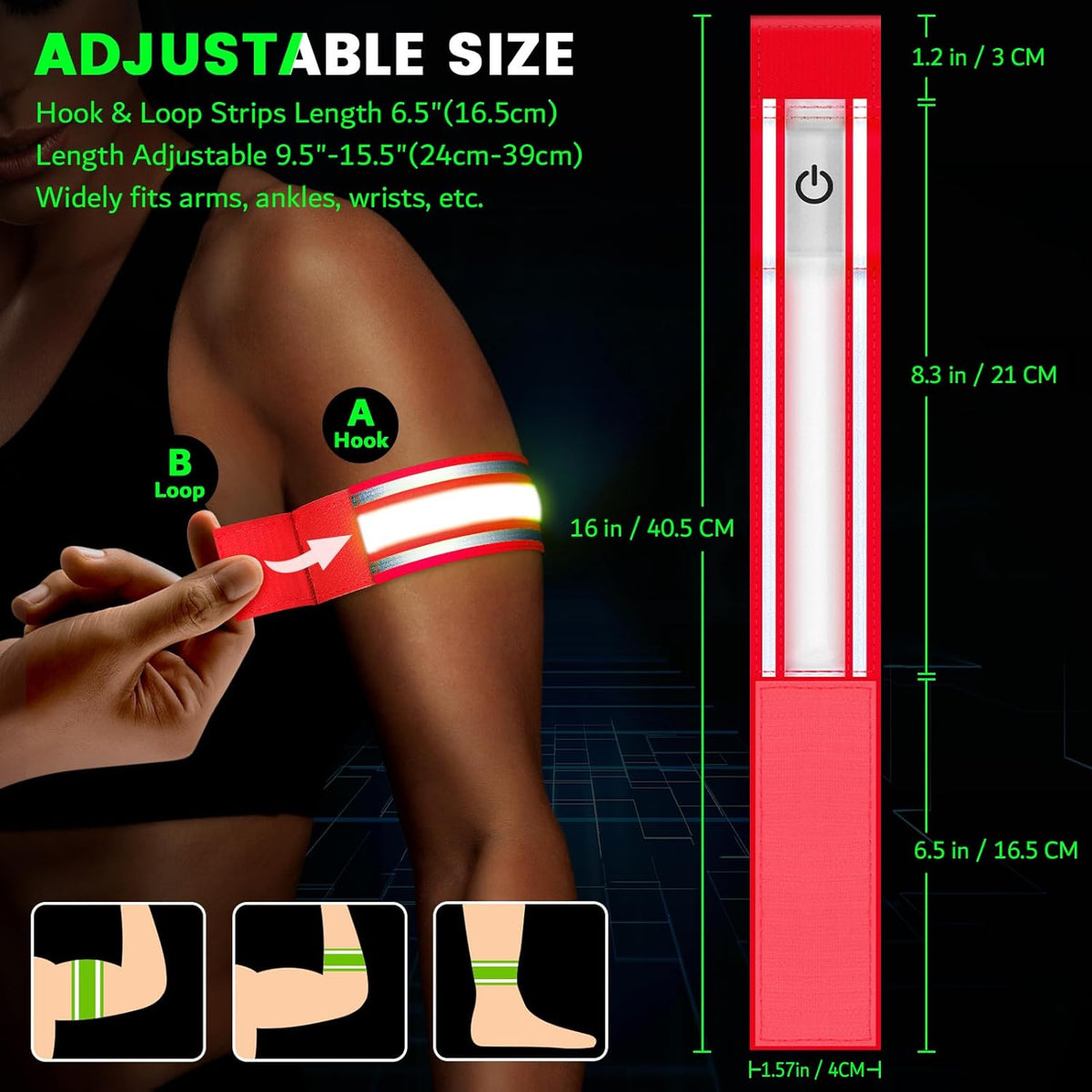 LED Armband for Running(2 Pack),Light Up Arm Bands for Night Walking Running,Rechargeable Lights