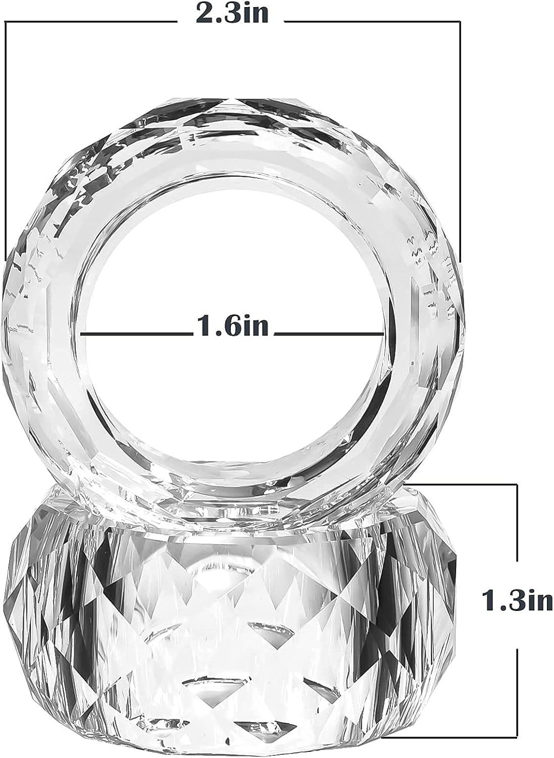 kitCom Crystal Napkin Ring Holders Set of 8, K9 Luxury Crystal Napkin Holder Rings, Diamond-Shaped