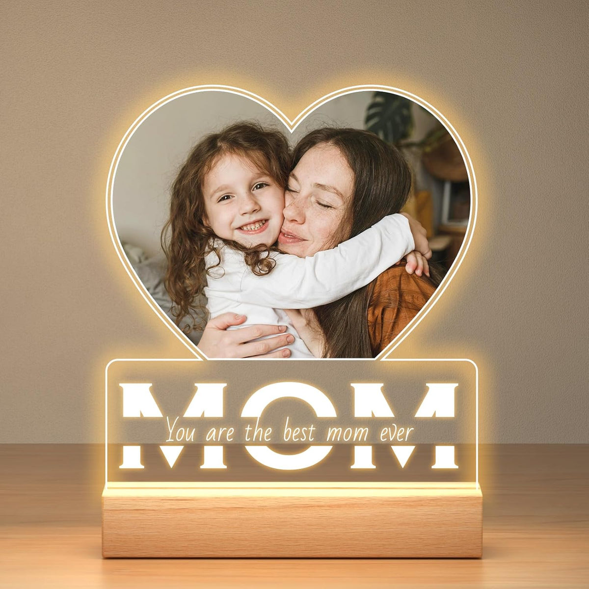 Personalized Birthday Gifts for Mom from Daughter and Son, Custom Heart Picture Frames with Photo
